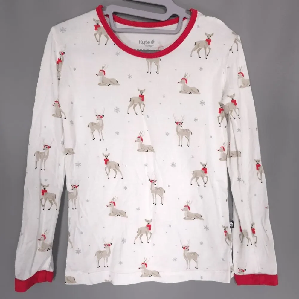 KYTE‎ BABY Pajama Set 6T Unisex Reindeer Print Kids Soft Sleepwear Bamboo Blend